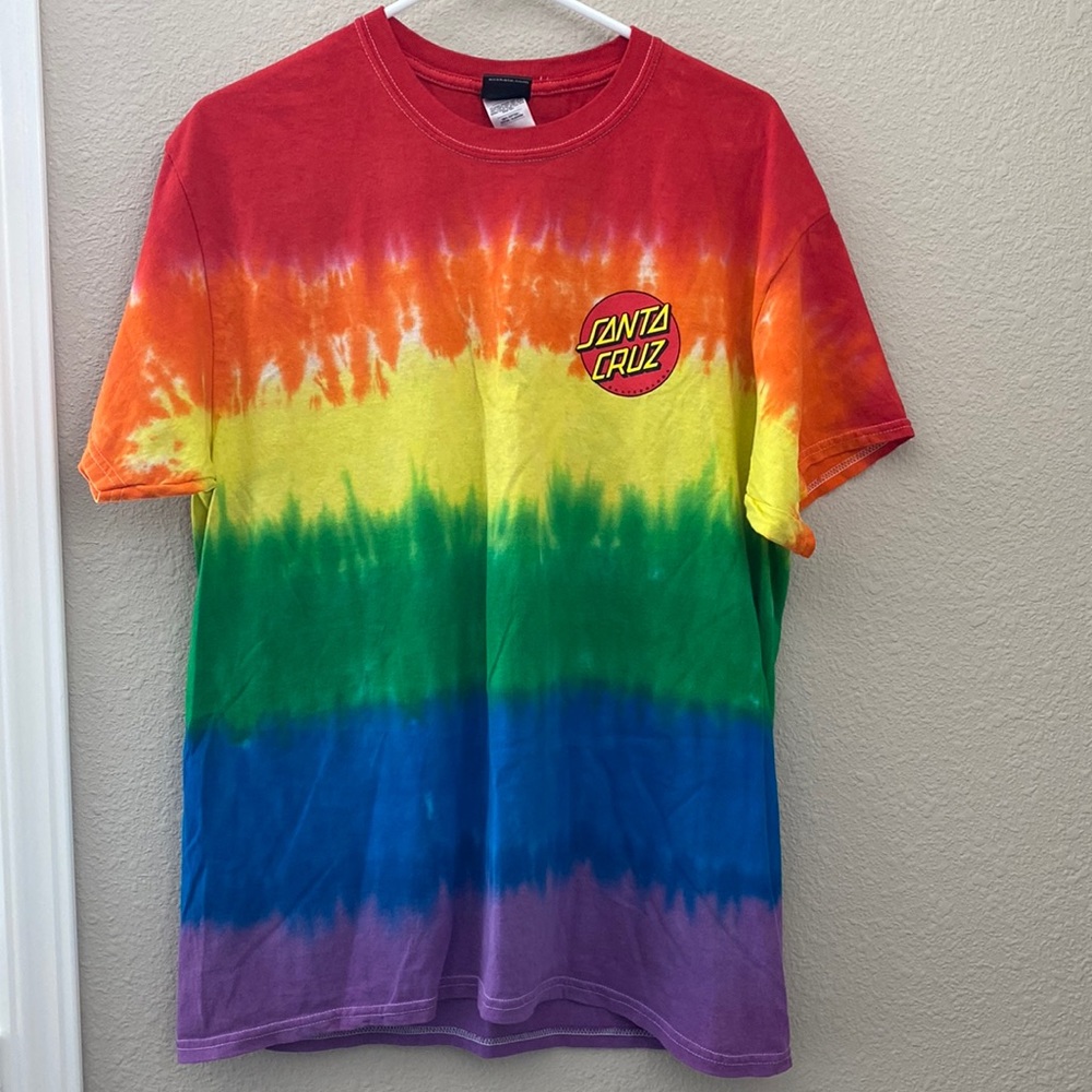 Men's Santa Cruz Skateboards Rainbow T-Shirt Size Large